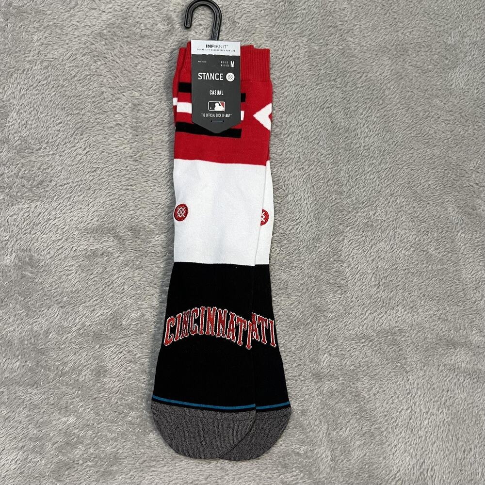Cincinnati Reds Socks Mens Medium Multi Color MLB Baseball Stance Crew Infiknit